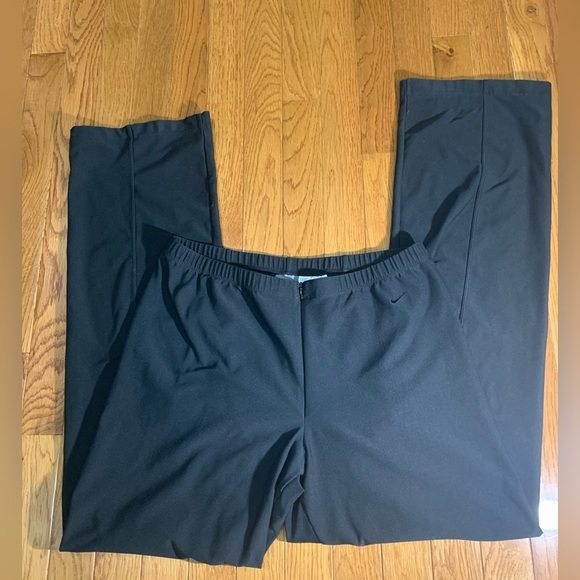 Nike Dri-Fit Front Zip Pants Women's Large Black Stretch Leggings Mid Rise - Picture 1 of 9